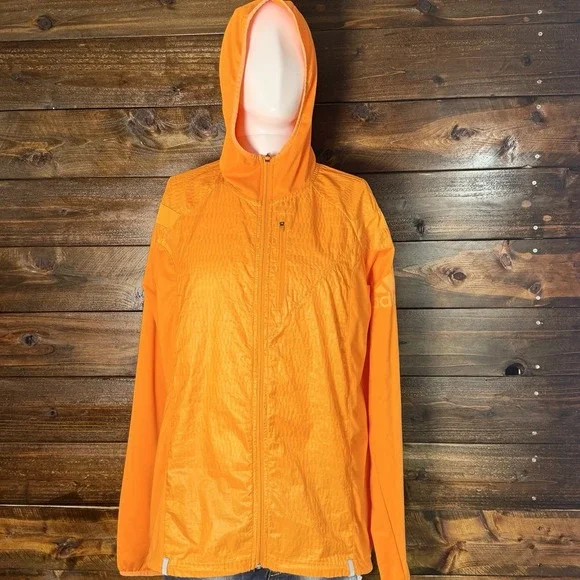 Adidas Own The Run‎ Jacket Men's Size Large Orange Lightweight Full Zip Hooded - Picture 4 of 12